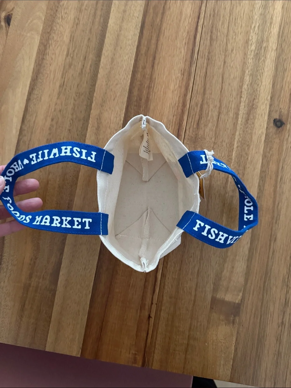 Whole Foods Market Fishwife Blue-Handled Canvas Tote Bag